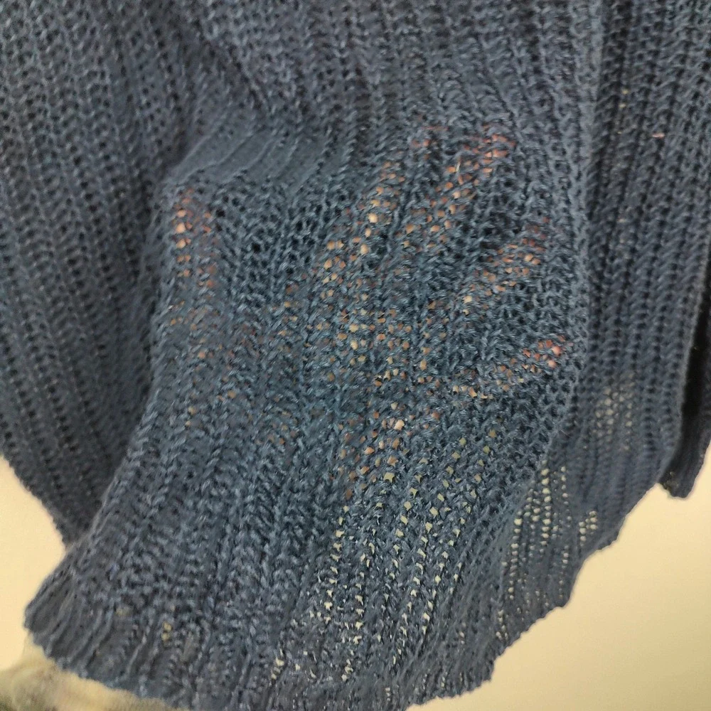 J. Crew Navy Blue Open Knit Crewneck Sweater